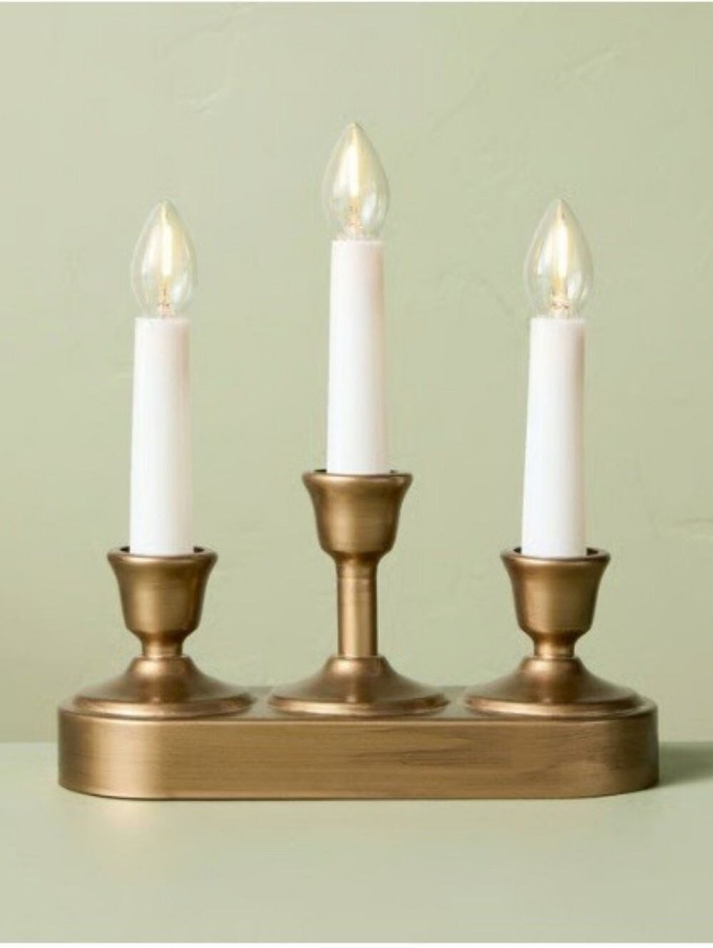 Hearth & Hand With Magnolia 8.66" Christmas Window Flameless Candelabra Brass